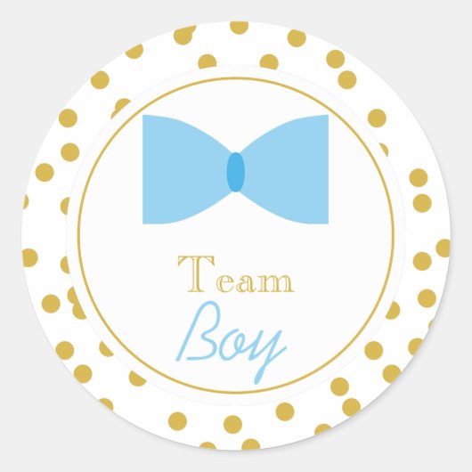 Gold Confetti Gender Reveal Bow Krawatte Team Boy Runder Aufkleber (Vorderseite)