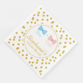 Gold Confetti Gender Reveal Bow und Bow Krawatte Serviette (Ecke)
