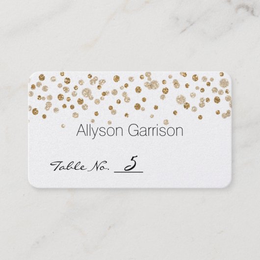 Gold Confetti Glam Glitzer Wedding Tischnummer Platzkarte (Vorderseite)