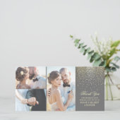 Gold Confetti Glamour Wedding Vielen Dank Dankeskarte (Stehend Vorderseite)