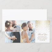 Gold Confetti Glamour White Wedding Vielen Dank Dankeskarte (Vorne/Hinten)