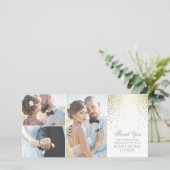 Gold Confetti Glamour White Wedding Vielen Dank Dankeskarte (Stehend Vorderseite)