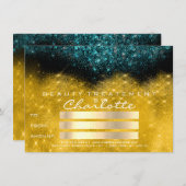 Gold Confetti Glitzer Aquamarin Salon Certificate (Vorne/Hinten)
