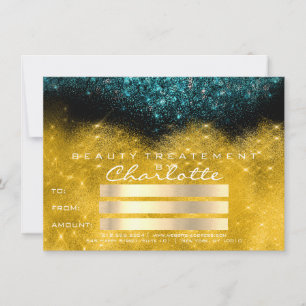 Gold Confetti Glitzer Aquamarin Salon Certificate 