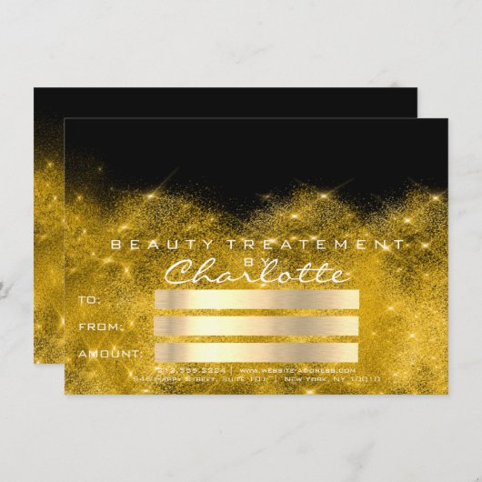 Gold Confetti Glitzer Beaty Salon Certificate Gesc (Vorne/Hinten)