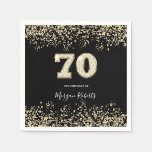 Gold Confetti Glitzer Black 70. Geburtstagsparty Serviette