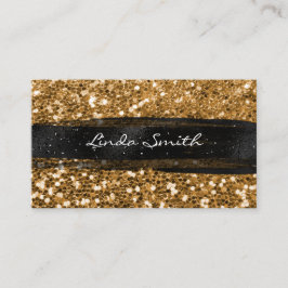Gold Confetti Glitzer Black Brush Strokes Visitenkarte
