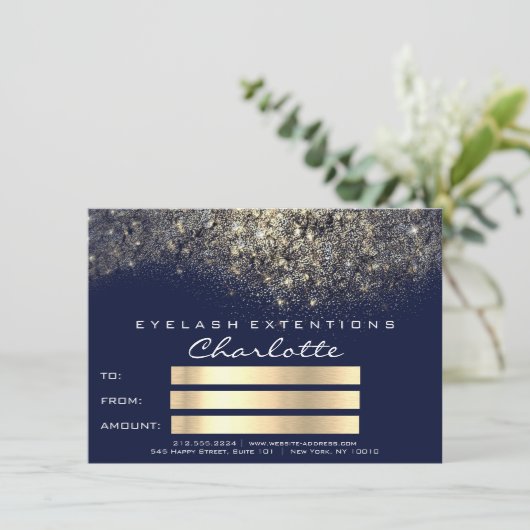 Gold Confetti Glitzer Blue Navy Zertifikat Geschen (Stehend Vorderseite)