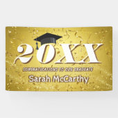 Gold Confetti Glitzer Class of 2025 Graduation Cap Banner (Horizontal)