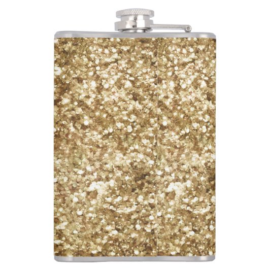 Gold Confetti Glitzer Flachmann (Rückseite)