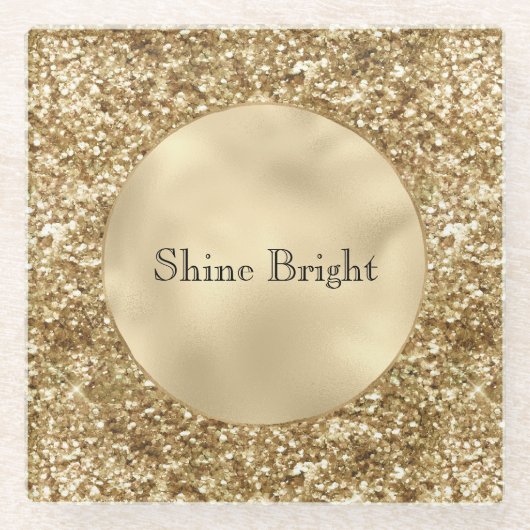 Gold Confetti Glitzer Glasuntersetzer (Vorderseite)