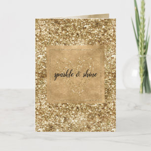 Gold Confetti Glitzer Herz Karte