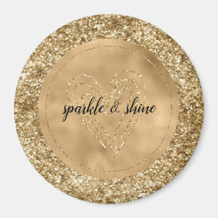 Gold Confetti Glitzer Herz Magnet