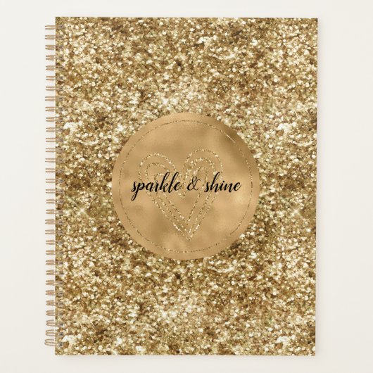 Gold Confetti Glitzer Herz Planer (Vorderseite)