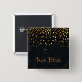 Gold Confetti Glitzer Imitate Foil Black Team Brid Button (Vorne & Hinten)