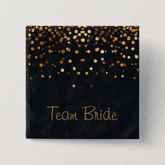 Gold Confetti Glitzer Imitate Foil Black Team Brid Button (Vorderseite)
