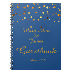 Gold Confetti Glitzer Imitate Foil Blue Guest Notizblock