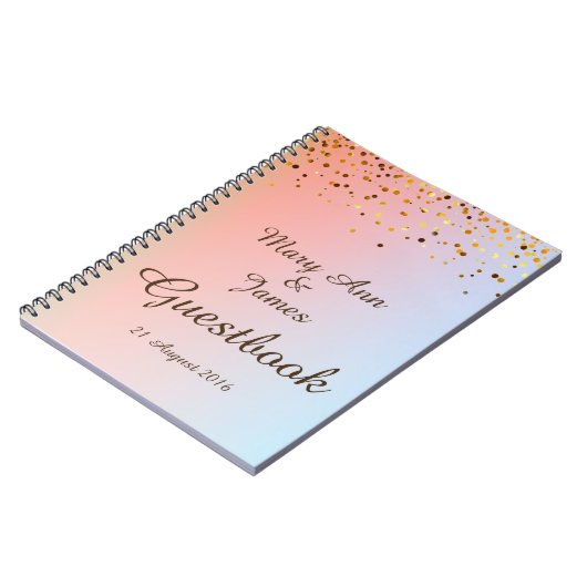 Gold Confetti Glitzer Imitate Foil Gelbe Gast Notizblock (Linke Seite)