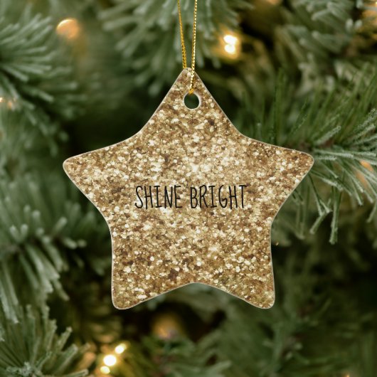 Gold Confetti Glitzer Keramik Ornament (Baum)