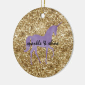 Gold Confetti Glitzer Lila Unicorn Keramik Ornament (Links)