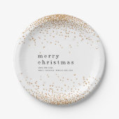 Gold Confetti Glitzer Name Frohe Weihnachten Pappteller (Vorderseite)