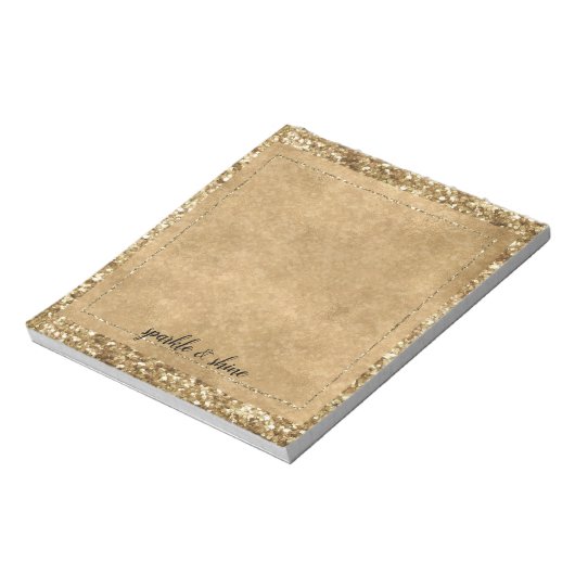Gold Confetti Glitzer Notizblock (Rotiert)