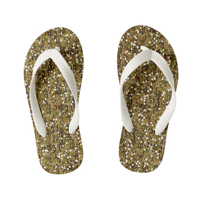 Gold Confetti Glitzer Print Kinderbadesandalen (Fußbett)