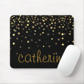 Gold Confetti Glitzer Schwarzes Imitat Mousepad (Mit Mouse)