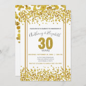Gold Confetti Glitzer-Style 30th Anniversary Party Einladung (Vorne/Hinten)
