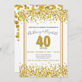 Gold Confetti Glitzer-Style 40th Anniversary Party Einladung (Vorne/Hinten)
