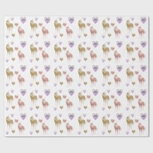 Gold Confetti Glitzer Unicorn Geschenkpapier (Flach)