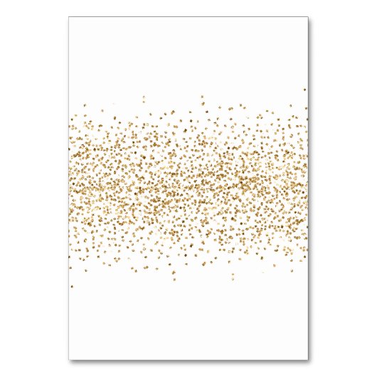 Gold Confetti Glitzer Weiße Platzkarten mit zwei N Tischnummer (Rückseite)