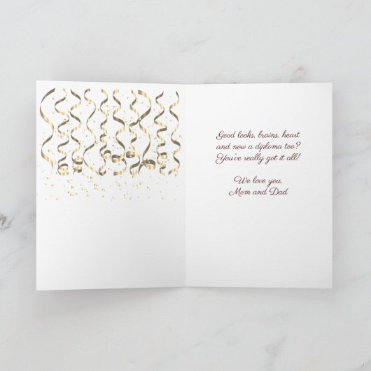 Gold Confetti Glückwunschs Grad Abschluss Karte (Innenseite)