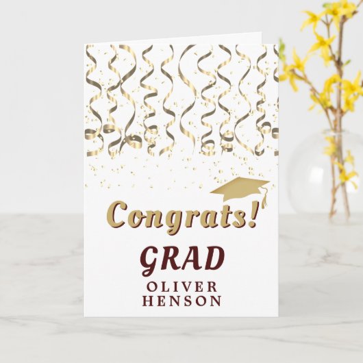 Gold Confetti Glückwunschs Grad Abschluss Karte (Gelbe Blume)