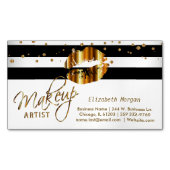 Gold Confetti & Gold Lips - Makeup Artist Magnetische Visitenkarte (Vorderseite)