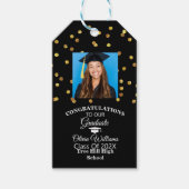 Gold Confetti Graduate Foto Graduation Party Geschenkanhänger (Vorderseite)