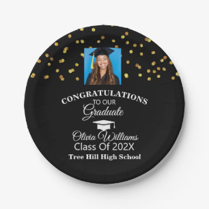 Gold Confetti Graduate Foto Graduation Party Pappteller