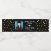 Gold Confetti Graduate Foto Graduation Party Wasserflaschenetikett (Einzelnes Label)