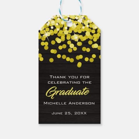 Gold Confetti Graduate Vielen Dank Abschluss Tag Geschenkanhänger (Vorderseite)