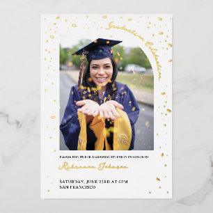 Gold Confetti Graduation Party Folieneinladung