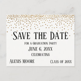 Gold Confetti Graduation Party Save the Date Postkarte