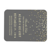 Gold Confetti Gray Save the Date Vintag Magnet (Horizontal)