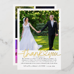 Gold Confetti Hand Lettering Hochzeit Vielen Dank Folieneinladung