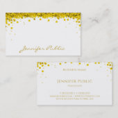 Gold Confetti Handschrift Text Elegante Vorlage Visitenkarte (Vorne/Hinten)