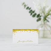 Gold Confetti Handschrift Text Elegante Vorlage Visitenkarte (Stehend Vorderseite)