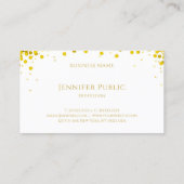 Gold Confetti Handschrift Text Stilvolle Vorlage Visitenkarte (Rückseite)