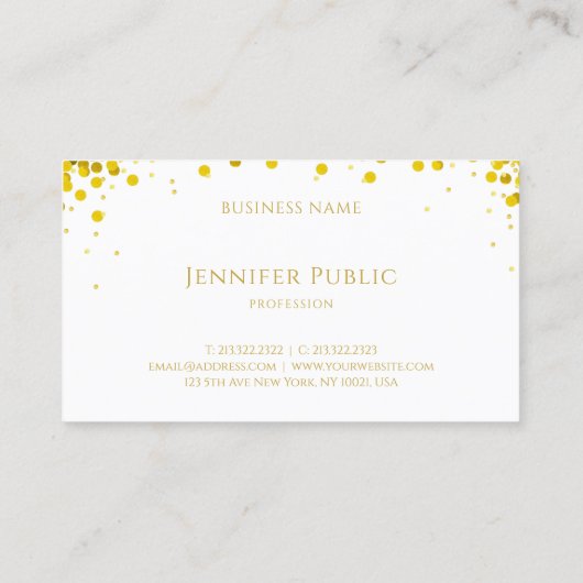 Gold Confetti Handschrift Text Stilvolle Vorlage Visitenkarte (Rückseite)