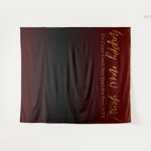 Gold Confetti Happy Neues Jahr! Schwarzer und rote Wandteppich (Vorderseite (Horizontal))