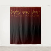 Gold Confetti Happy Neues Jahr! Schwarzer und rote Wandteppich (Vorderseite)