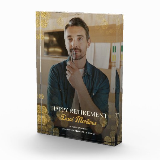 Gold Confetti Happy Retirement Geschenk Fotoblock (Rechts)